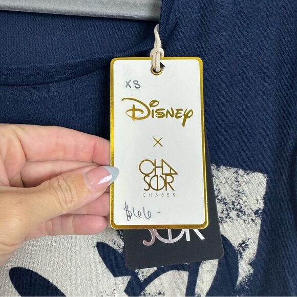 CHASER X DISNEY | NEW Navy Blue Mickey Mouse Graphic T-Shirt Women’s Size XS - Picture 5 of 8